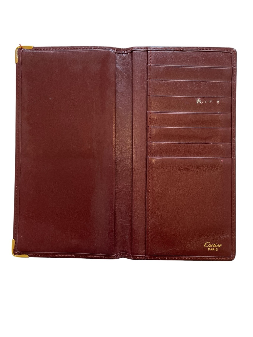Vintage Must de Cartier Bordeaux Leather Long Bitold Wallet - Double C Logo - Picture 2 of 10
